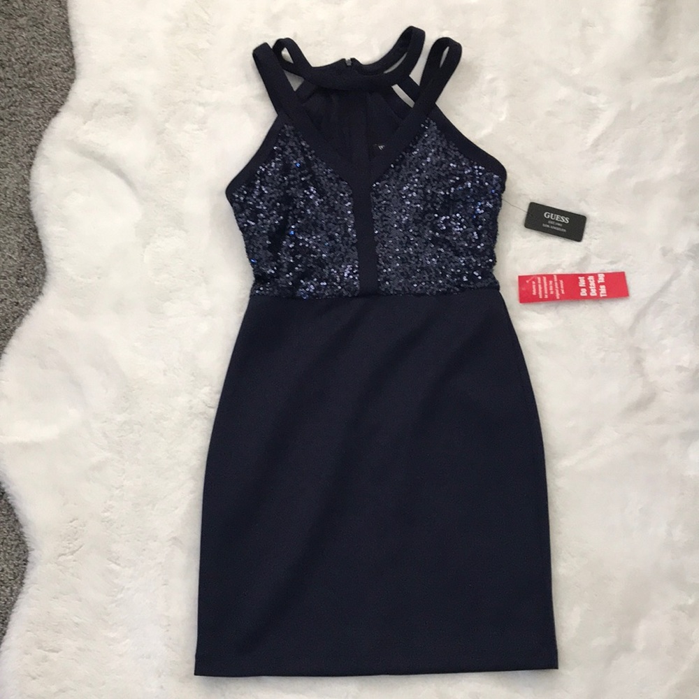 a navy blue dress